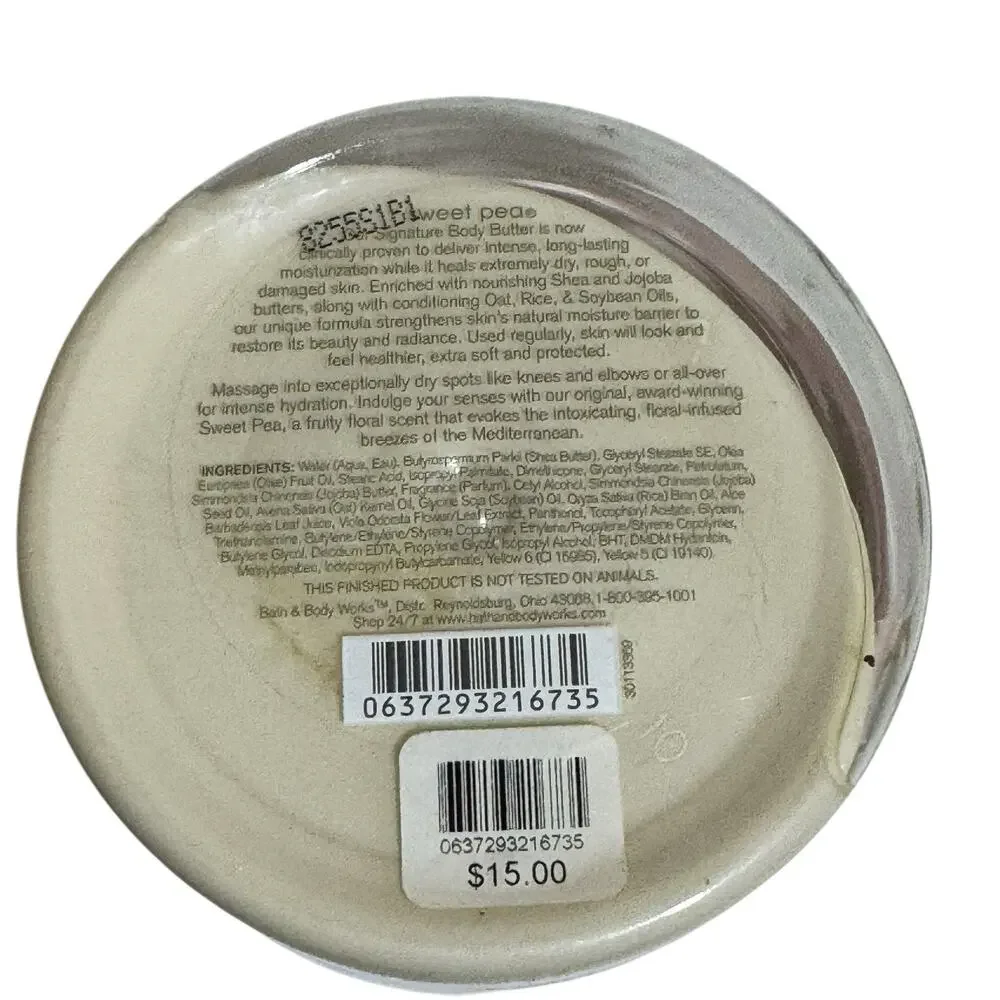 Bath & Body Works Sweet Pea Body Butter 7 oz Shea Rare Discontinued Retired-B